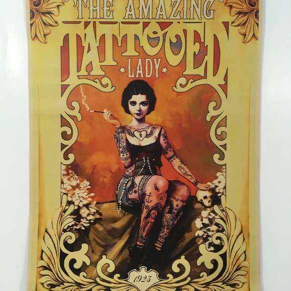 Freakshow Circus Poster Tattoo Girl Freak Show Carnival Vintage Style Art Print - Picture 3 of 8